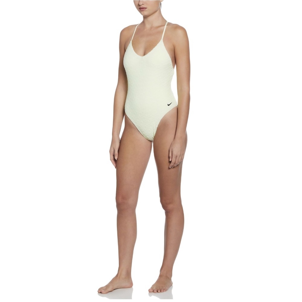 Nike Swim One Piece Swimsuit Womens XL Yellow New Swoosh Embossed NESSF252-740